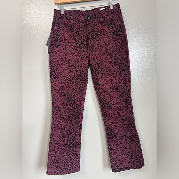 Rag & Bone velvet burgundy cheetah print pants   Hana size 27 new rocker edgy - Picture 3 of 13